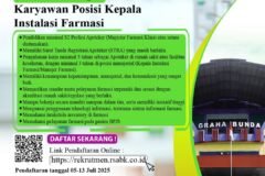 Lowongan Karyawan Posisi Kepala Instalasi Farmasi
