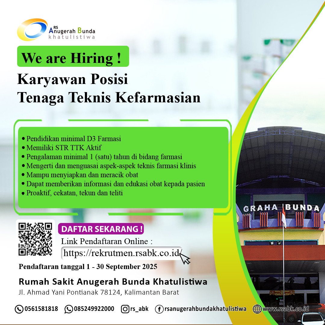 Lowongan Pekerjaan Posisi Tenaga Teknis Kefarmasian