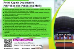 Lowongan Kerja Posisi Kepala Departemen Pelayanan dan Penunjang Medis
