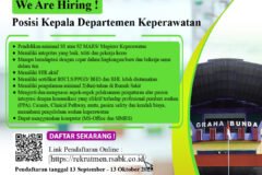 Lowongan Kerja Posisi Kepala Departemen Keperawatan